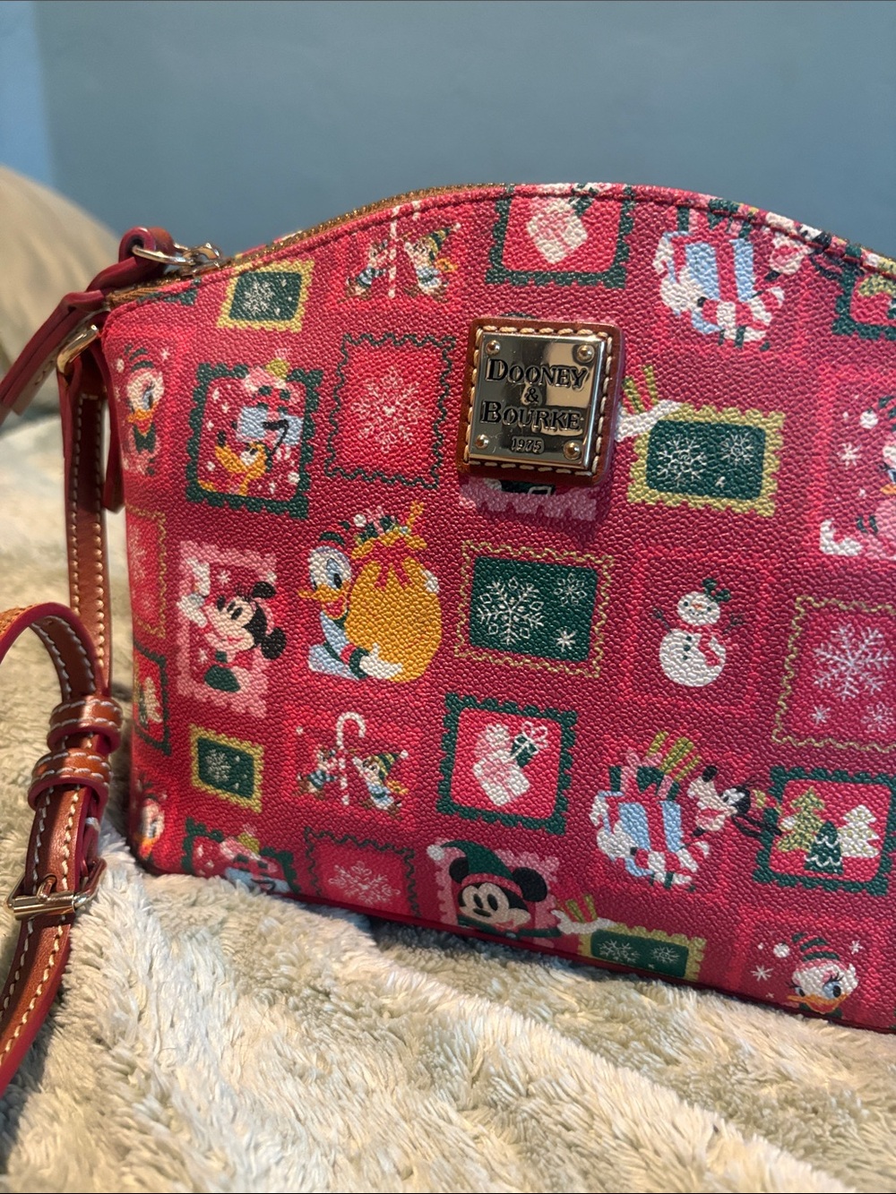 Dooney & Bourke Walt Disney World Red Holiday Disney Crossbody with Gold Plaque